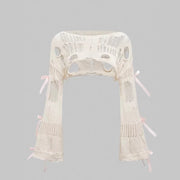 Elegant Vintage Lace-up Sweater for Women