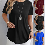 Elegant Back-Button Solid T-Shirt for Women