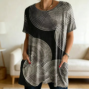 Swirl Print Tunic Top with Pockets