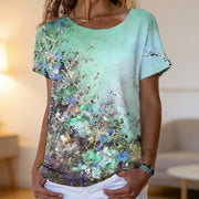 Floral Print Round Neck Top for Women