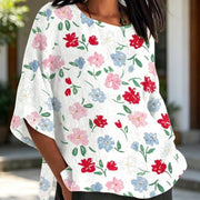 Floral Dolman Sleeve Loose Fit Top - Soft & Comfortable