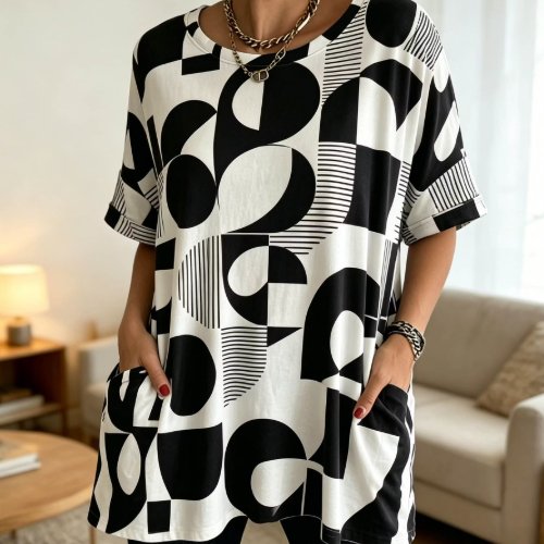 Stylish Geometric Tunic Top for Women