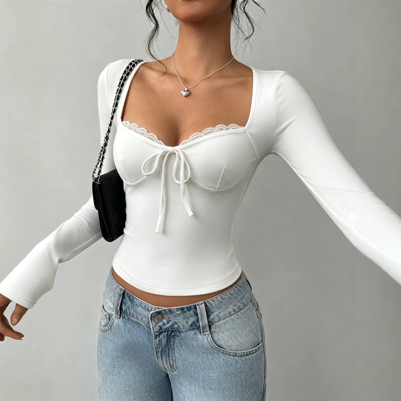 Elegant Lace Long-sleeve Top for Women
