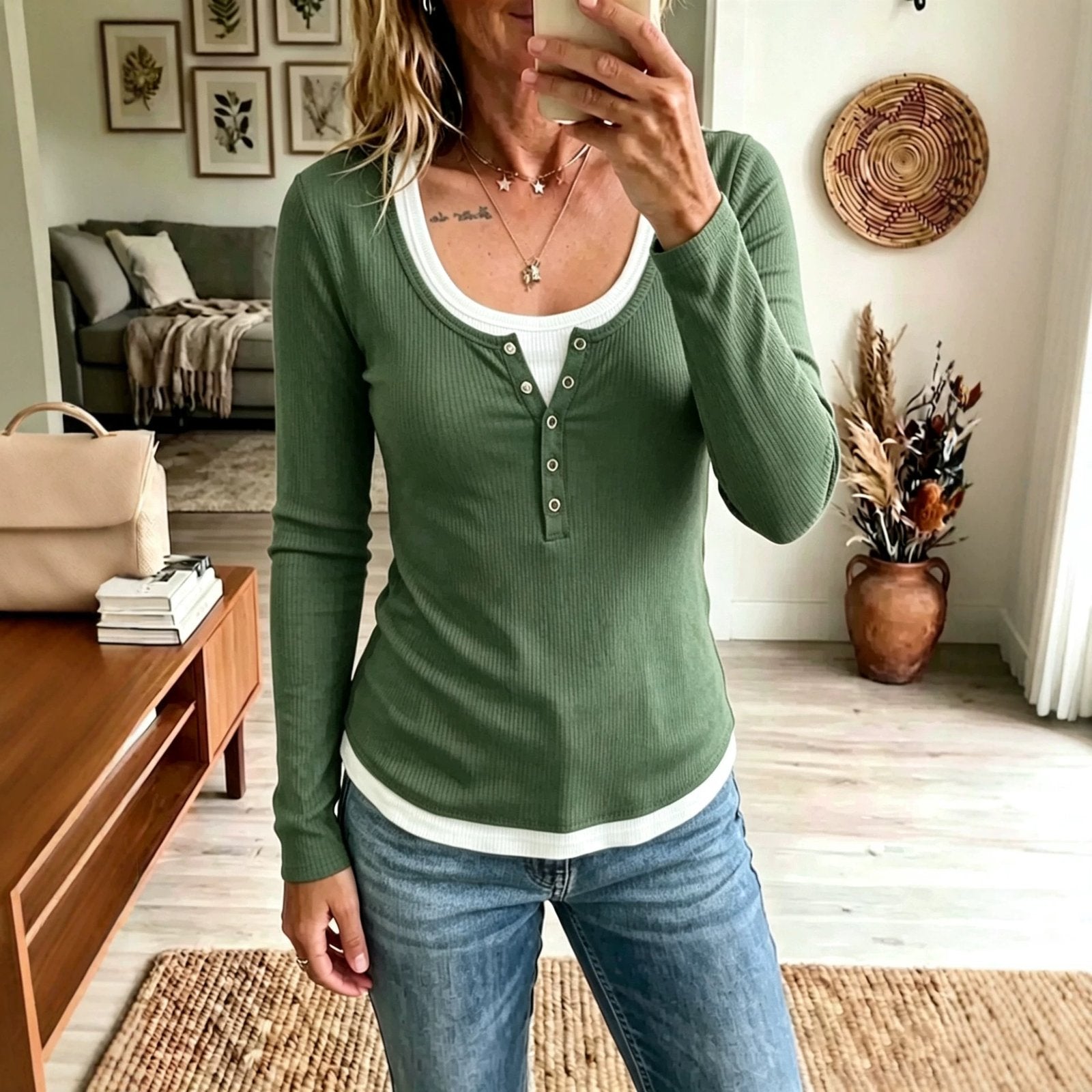 Women's Color-Block Long-Sleeve T-Shirt