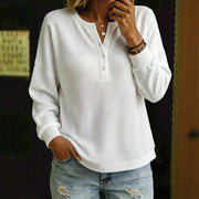 Loose-fit Waffle-knit Pullover Top for Women