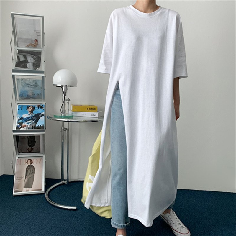 Plus-Size Crew-Neck T-Shirt with Side Slits for Women