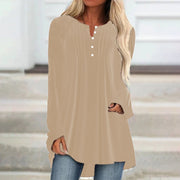 Velvet V-neck Long-sleeve Blouse for Women