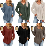 Cozy Pleated Top for Women - Long Sleeve, Relaxed Fit