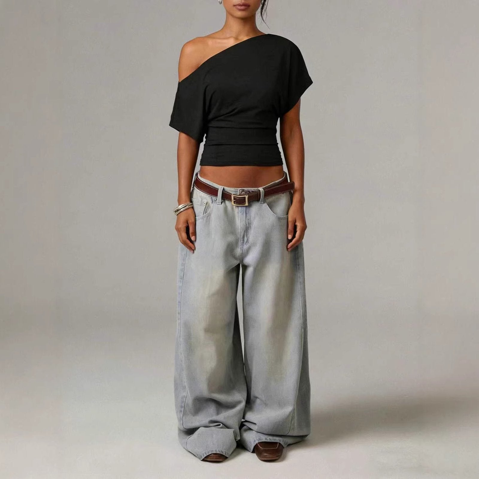 Women's Solid Color Drop Shoulder Top
