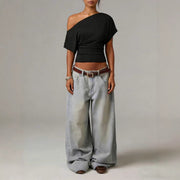 Women's Solid Color Drop Shoulder Top