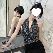 Sexy Ruffled Halter Neck Tank Top for Women