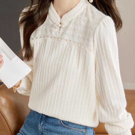 Vintage Off-white Blouse with Buckle Details