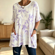Floral Pocket Tee for Women - Relaxed Fit