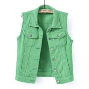 Women's Denim Vest with Multiple Colors - Slim Fit, Sleeveless Jacket