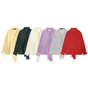 Elegant Satin Blouse with Bow Embellishments