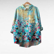 Japanese-Style Floral Blouse Long Sleeve Top