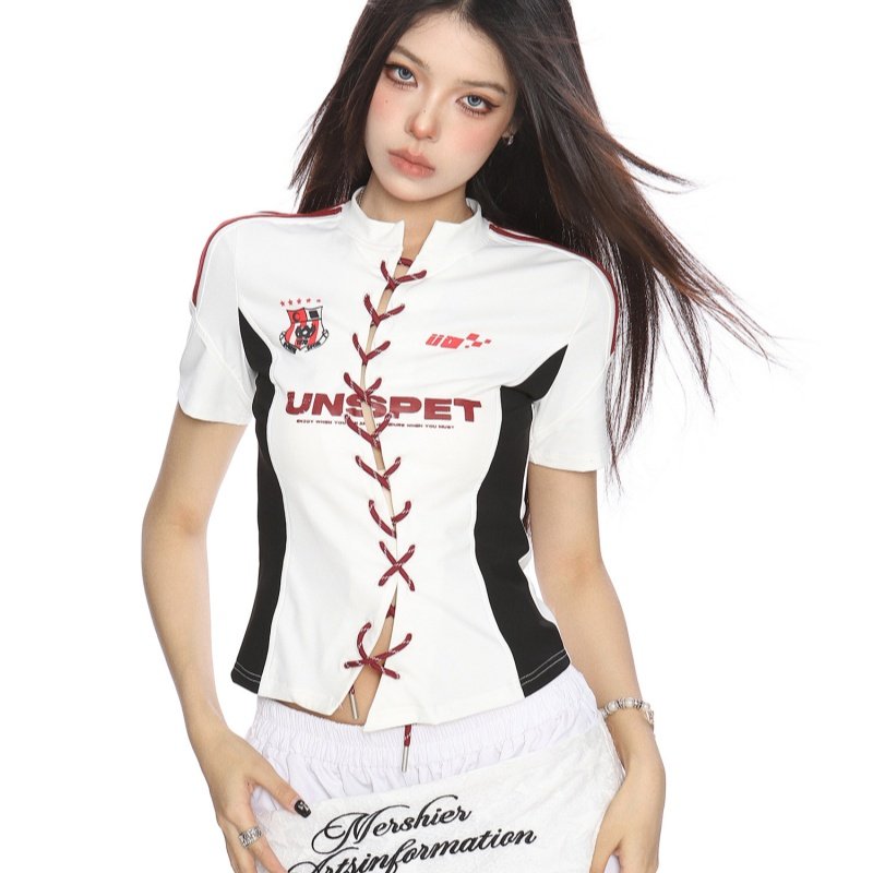 Slimming Color-block Soccer Top for Women