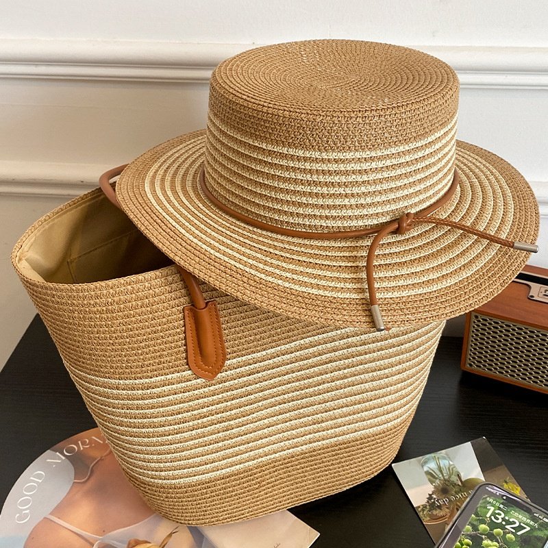Multicolor Spring Summer Straw Hat & Bag Set