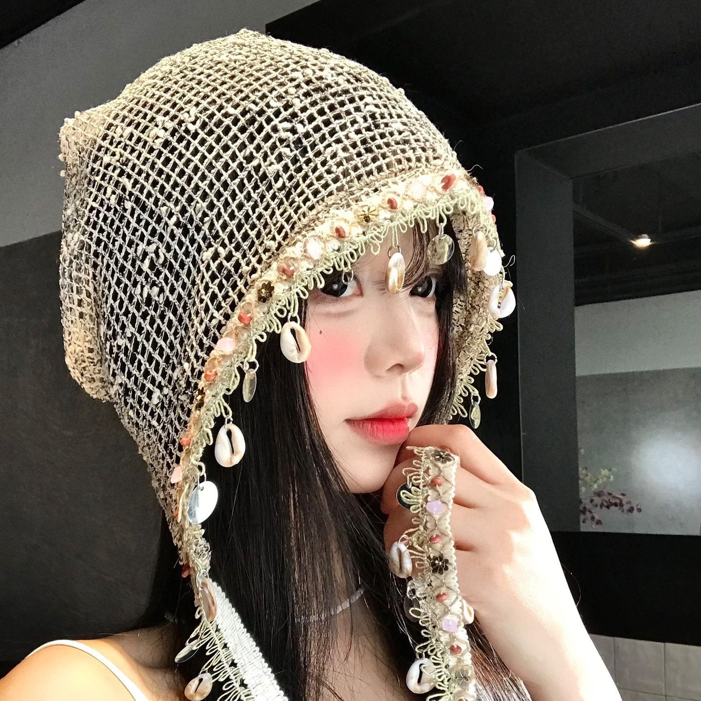 Versatile Shell Tassel Headwrap Hat for Women