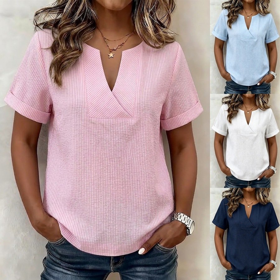 Casual V-Neck Striped Shirt for Women
