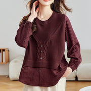 Geometric Twisted Knit Long Sleeve Shirt for Women