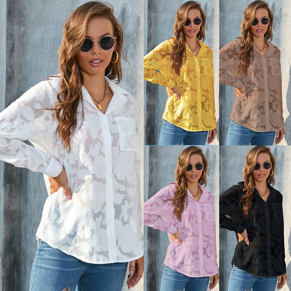 Loose Fit Chiffon Blouse in Solid Colors