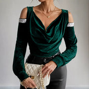 Velvet Sequin Long-sleeve Top for Women