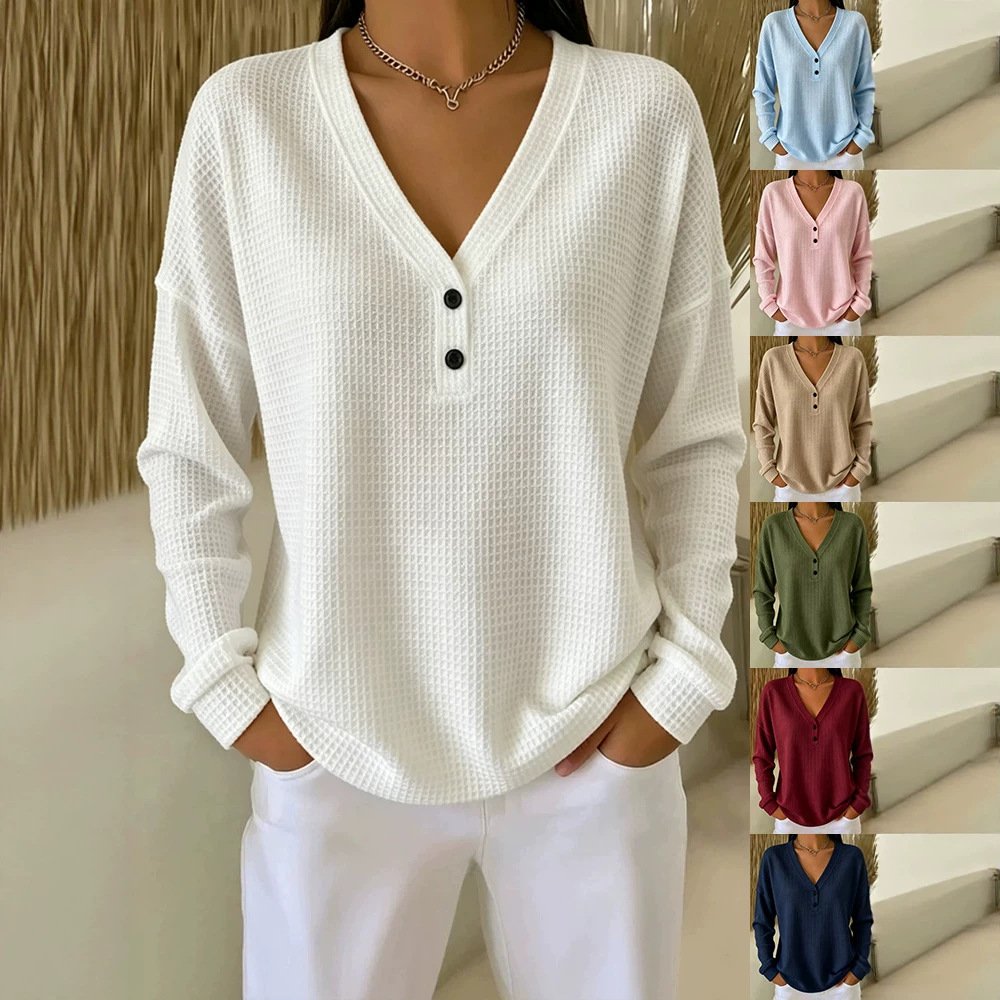 Women's Long-Sleeved Pullover Tops in Multiple Colors