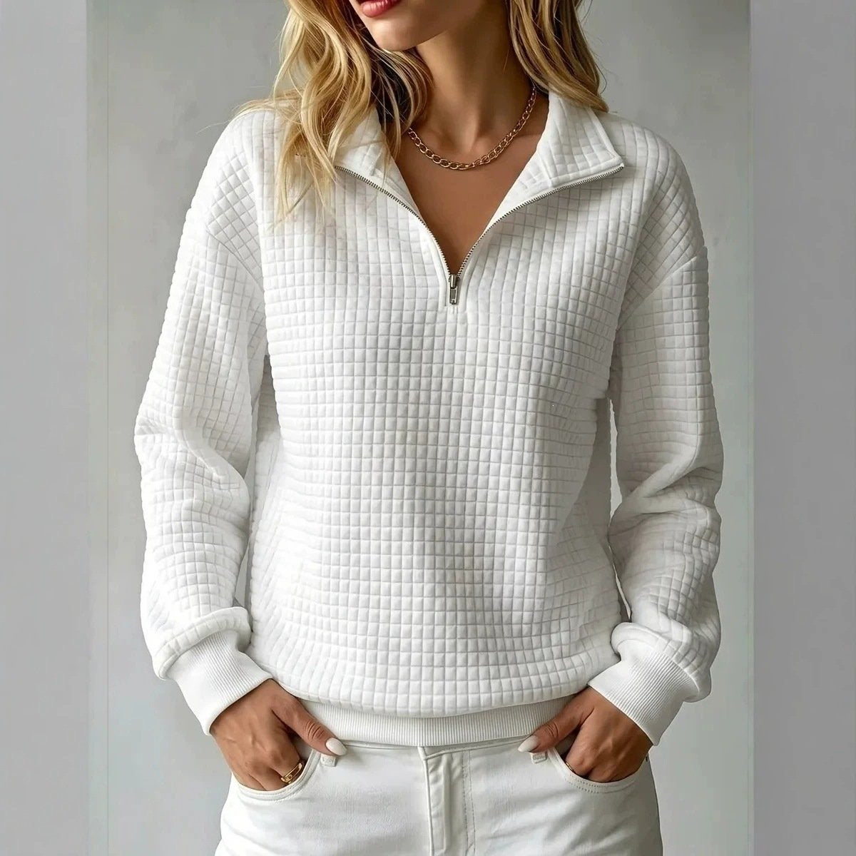 Cozy Waffle-knit Sweatshirt