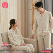 Couple's Spring & Autumn Pajama Set - Simple Cotton-Linen