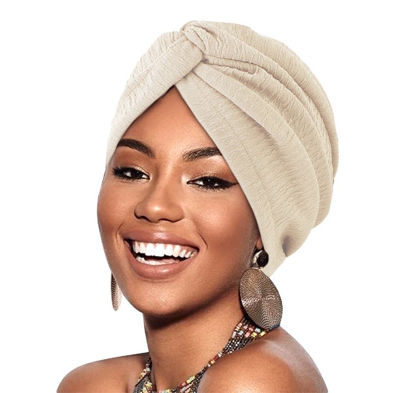 Versatile Ruffled Cross-Headscarf Hat for Women