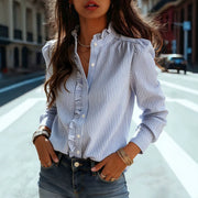 Elegant Long Sleeve Striped Shirt for Women