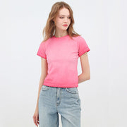 Retro Two-Tone Ombre Cotton Top for Women
