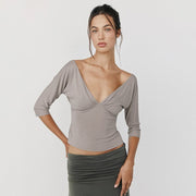Petite V-Neck Half-Sleeve T-Shirt for Women