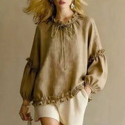 Loose-Fit Long Sleeve Crew Neck Top for Women