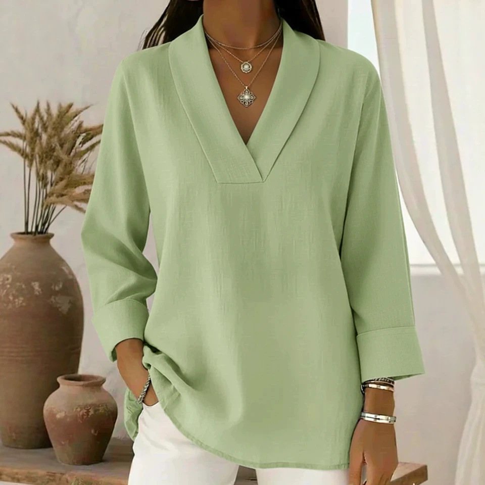Elegant Geometric V-Neck Pullover Shirt Top