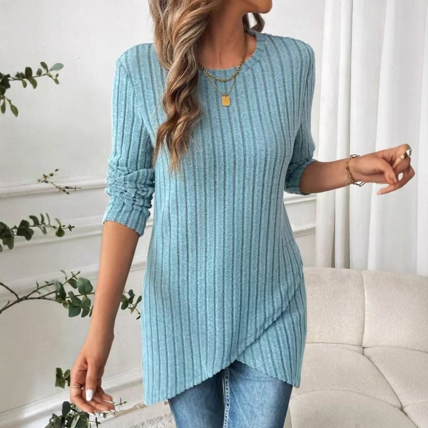 Elegant Long-Sleeved Asymmetrical Top for Women