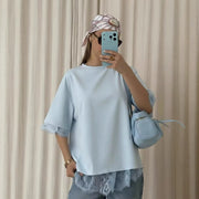 Trendy Women's Short-Sleeve T-Shirt with Back Slit