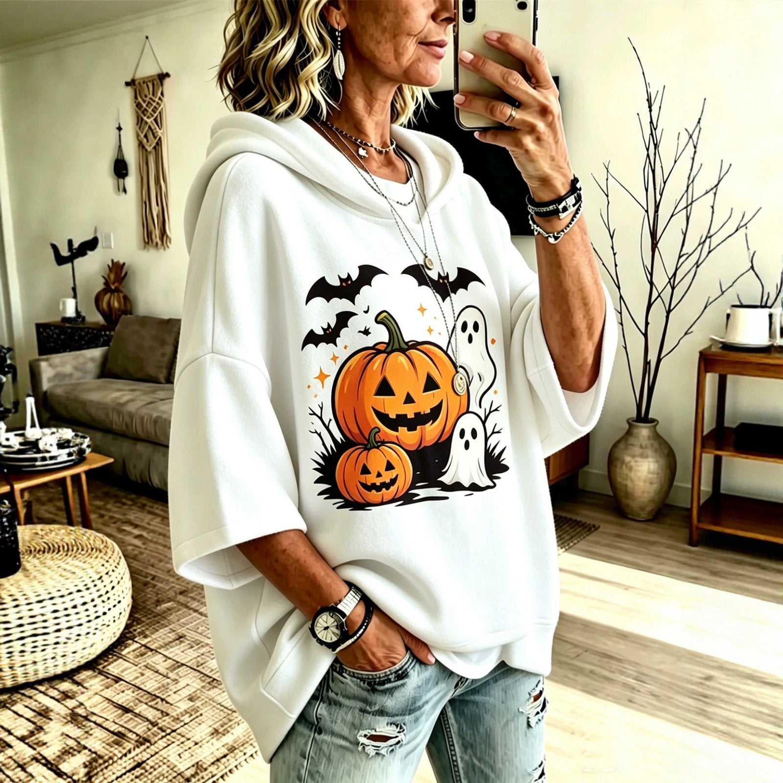 Cozy Halloween Hoodie for Women - Loose Fit Sweatshirt