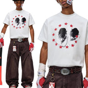 Vintage Star Print Relaxed Fit Tee for Women