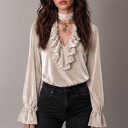 Women's Ruffled Tie Top - Flattering Casual Wear
