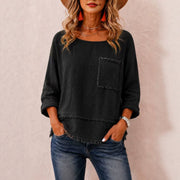 Women's Loose-Fit Long Sleeve Pullover Blouse