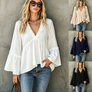 French Style V-Neck Blouse for Women