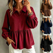 Elegant Polyester Blouse with Balloon Sleeves
