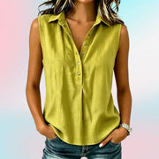 Elegant Women's Sleeveless Blouse with Lapel Collar