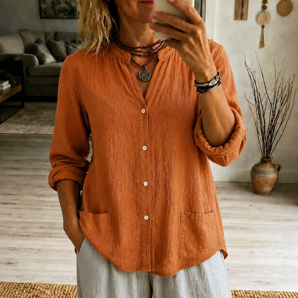 Loose-Fit V-Neck Shirt for Women