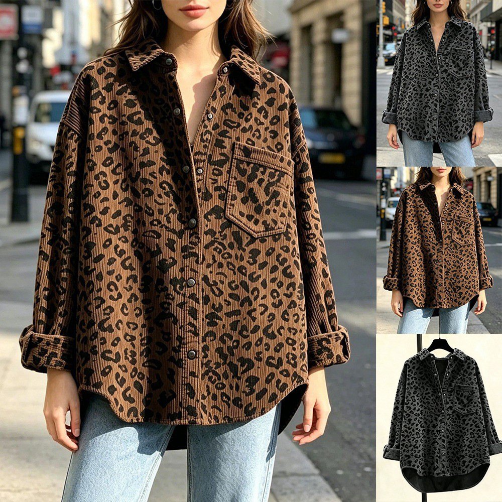 Retro Leopard Print Loose-Fit Women's Shirt