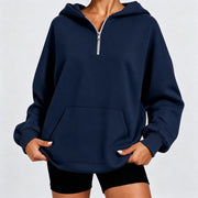 Loose-Fit Solid Color Casual Hoodie for Women
