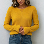 Golden V-Neck Knit Top for Women