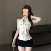 Polka-dot Chiffon Blouse for Women - Short Sleeve Top